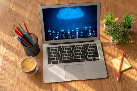 Cloud computing software for modish remote work 写真素材