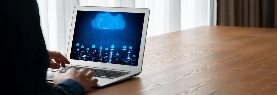 Cloud computing software for modish remote work Stock-Fotos