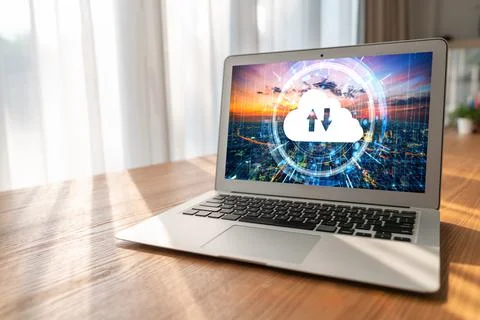 Cloud computing software for modish remote work Foto stock