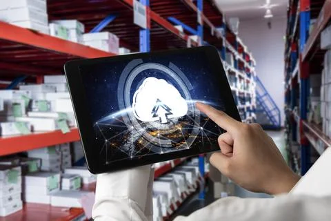 Cloud computing software for modish remote work Foto stock