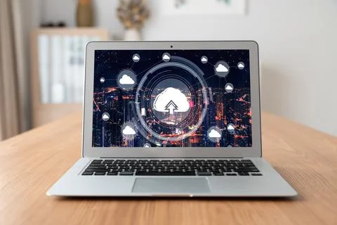 Cloud computing software for modish remote work Foto stock