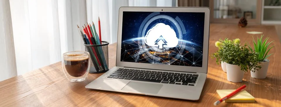 Cloud computing software for modish remote work Foto stock