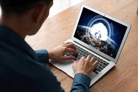 Cloud computing software for modish remote work 스톡 사진