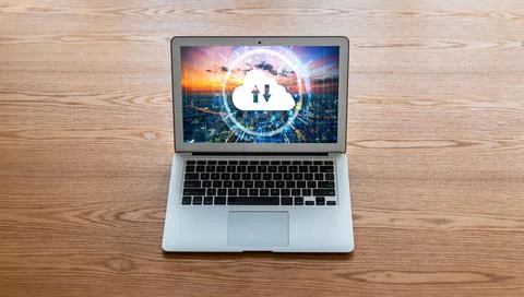 Cloud computing software for modish remote work Foto stock