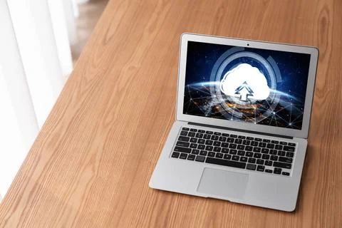 Cloud computing software for modish remote work Foto stock