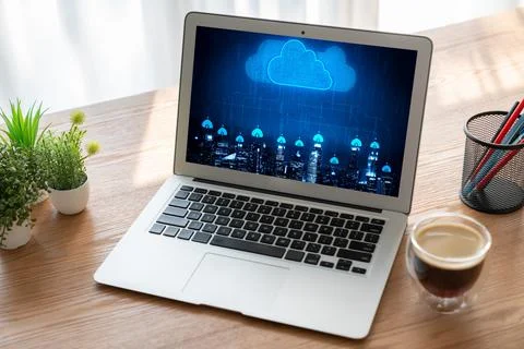 Cloud computing software for modish remote work 스톡 사진