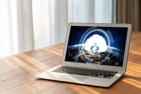 Cloud computing software for modish remote work Foto stock