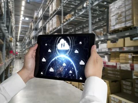 Cloud computing software for modish remote work Foto stock