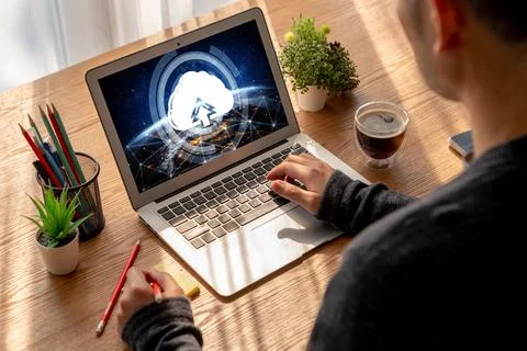 Cloud computing software for modish remote work 스톡 사진