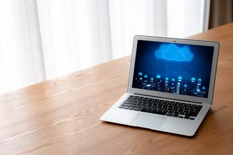 Cloud computing software for modish remote work Foto stock