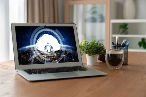 Cloud computing software for modish remote work 스톡 사진