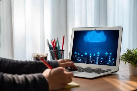 Cloud computing software for modish remote work 写真素材