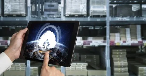 Cloud computing software for modish remote work Foto stock