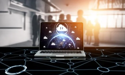 Cloud computing software for modish remote work Foto stock