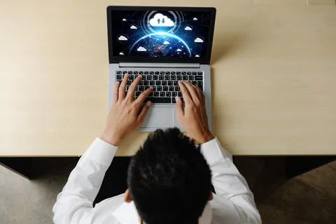 Cloud computing software for modish remote work 스톡 사진
