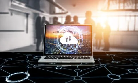 Cloud computing software for modish remote work 스톡 사진