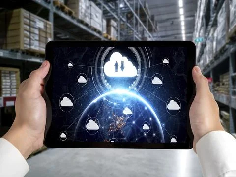 Cloud computing software for modish remote work 스톡 사진