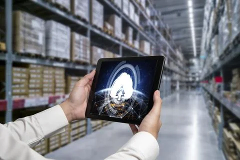 Cloud computing software for modish remote work Foto stock