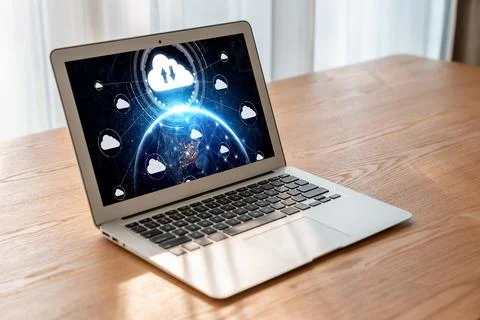 Cloud computing software for modish remote work Foto stock