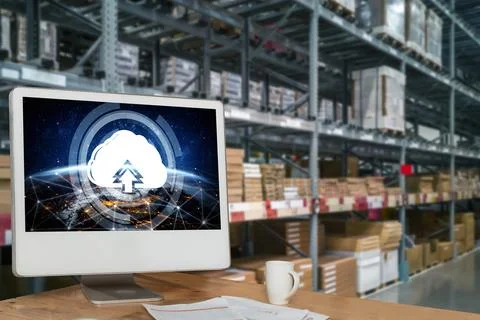 Cloud computing software for modish remote work Stock Photos