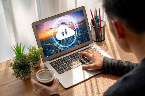 Cloud computing software for modish remote work 写真素材