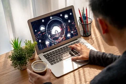 Cloud computing software for modish remote work 写真素材