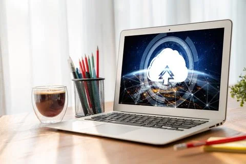 Cloud computing software for modish remote work Foto stock