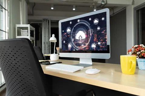 Cloud computing software for modish remote work 스톡 사진