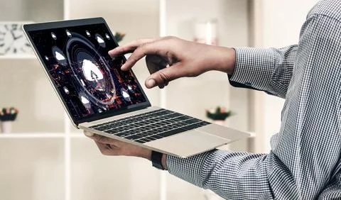 Cloud computing software for modish remote work 스톡 사진