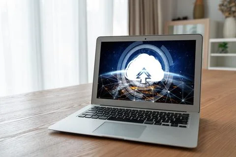 Cloud computing software for modish remote work Foto stock