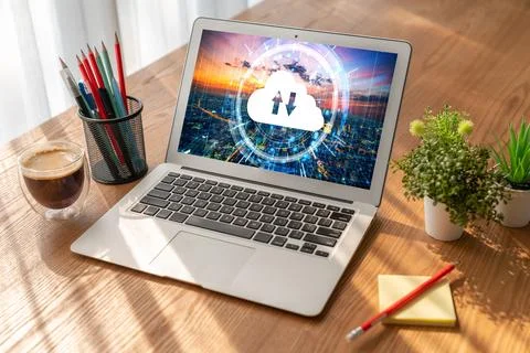 Cloud computing software for modish remote work 스톡 사진