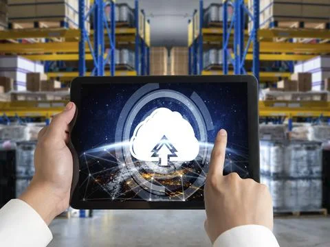 Cloud computing software for modish remote work Foto stock