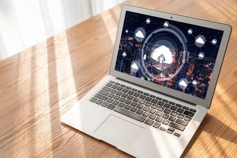 Cloud computing software for modish remote work Foto stock