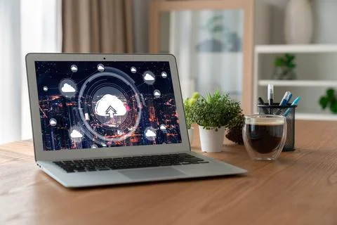 Cloud computing software for modish remote work 스톡 사진