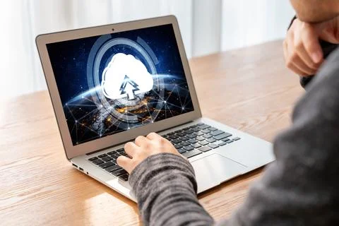 Cloud computing software for modish remote work 스톡 사진