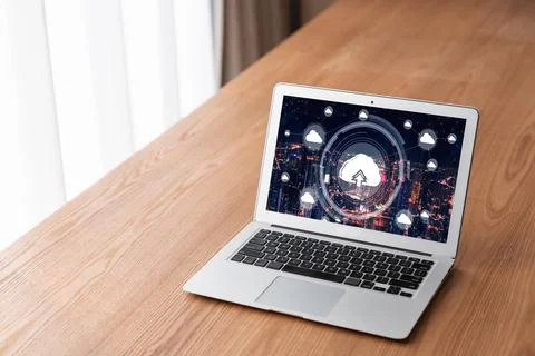 Cloud computing software for modish remote work Stockfoto's