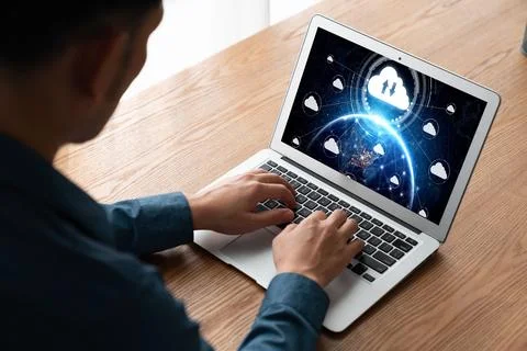 Cloud computing software for modish remote work Foto stock