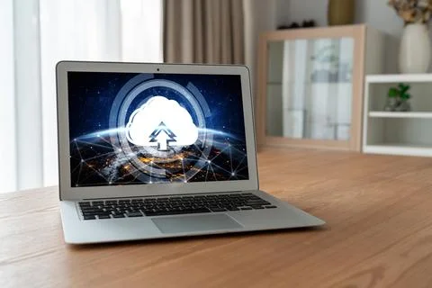 Cloud computing software for modish remote work Foto stock