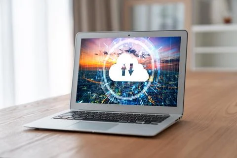 Cloud computing software for modish remote work Foto stock