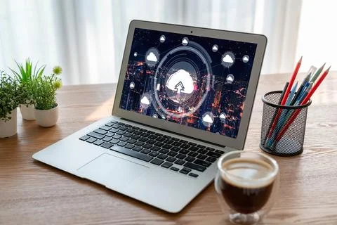 Cloud computing software for modish remote work 스톡 사진