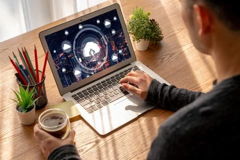 Cloud computing software for modish remote work 写真素材