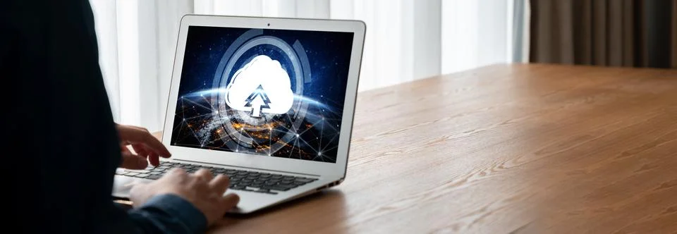 Cloud computing software for modish remote work Foto stock