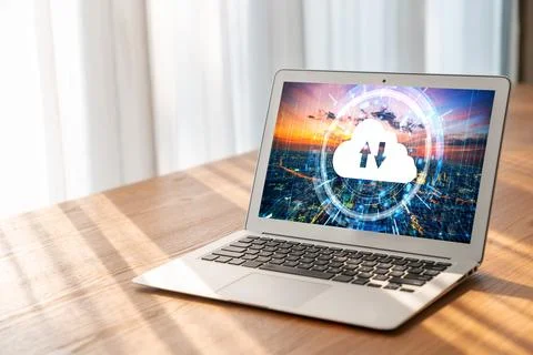 Cloud computing software for modish remote work Stock-Fotos