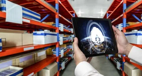 Cloud computing software for modish remote work Foto stock