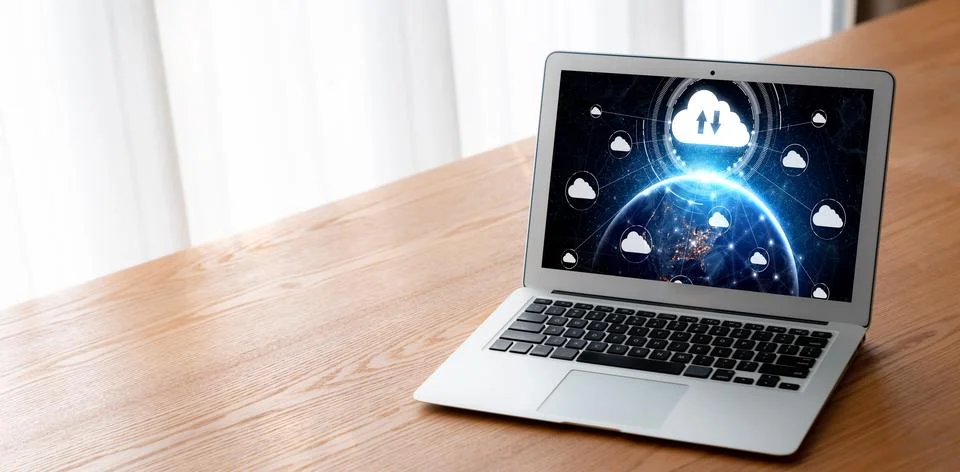 Cloud computing software for modish remote work 스톡 사진