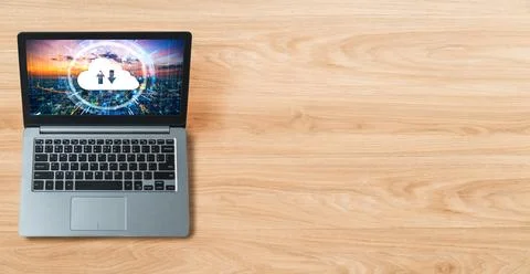 Cloud computing software for modish remote work Foto stock