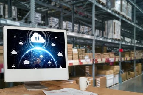 Cloud computing software for modish remote work Foto stock