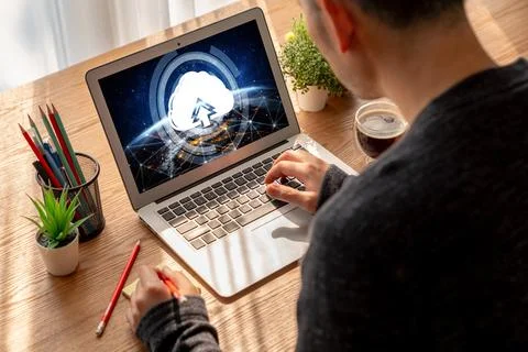 Cloud computing software for modish remote work 스톡 사진