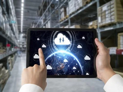 Cloud computing software for modish remote work 스톡 사진