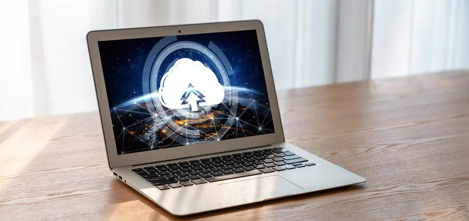 Cloud computing software for modish remote work 스톡 사진